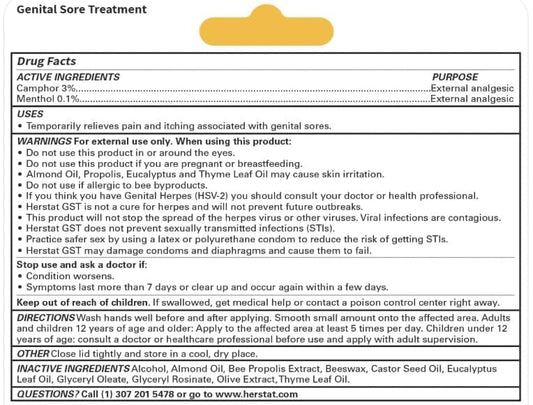 Herstat GST propolis particles close-up illustrate natural herbal support.