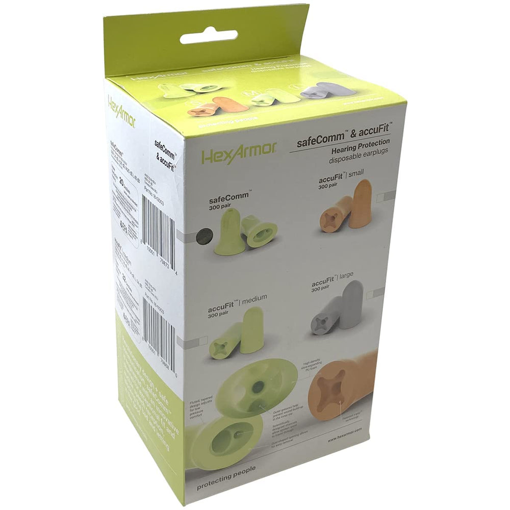 HexArmor SafeComm ergonomic oval opening fits the ear canal comfortably.