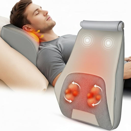 Heycool back massager with ergonomic curve supports neck and back comfort