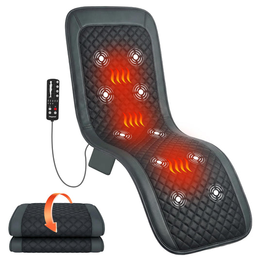 Heycool full body massage mat with 10 motors delivers balanced vibration from shoulders to legs.