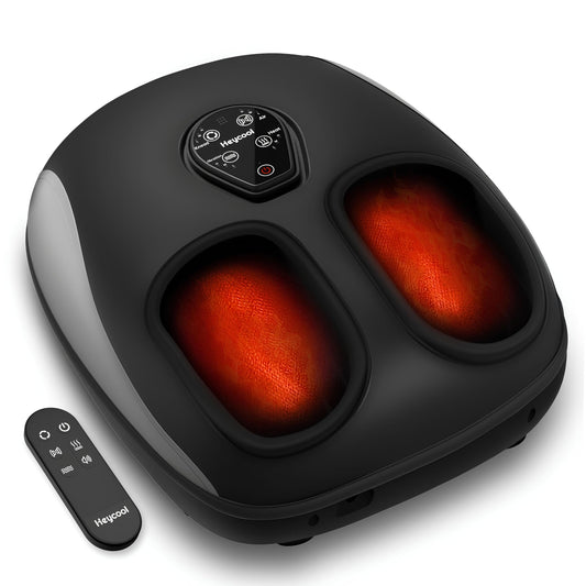 Heycool Shiatsu Foot Massager front view shows compact home-use design.