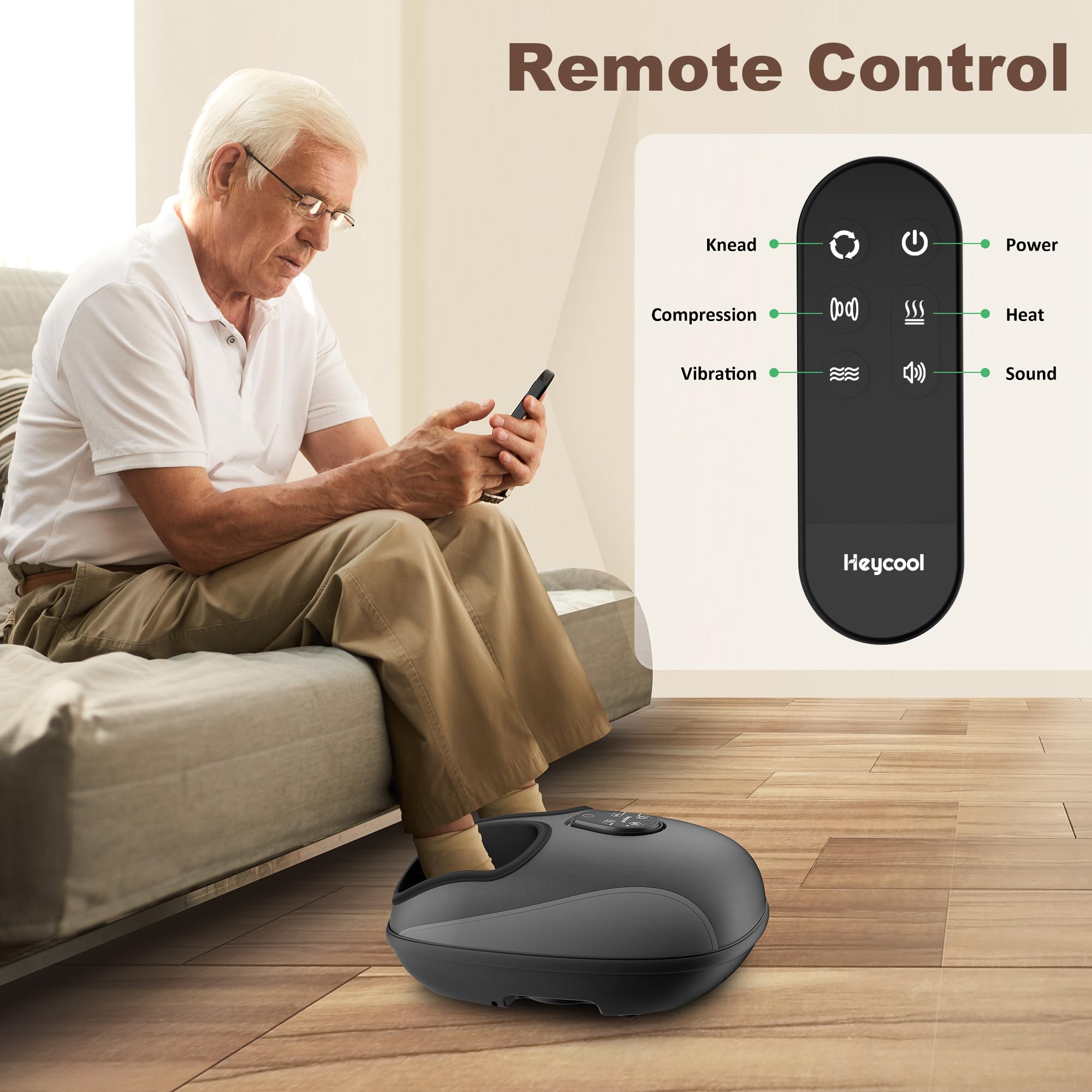 Heycool Shiatsu Foot Massager size 13 fit accommodates larger feet.