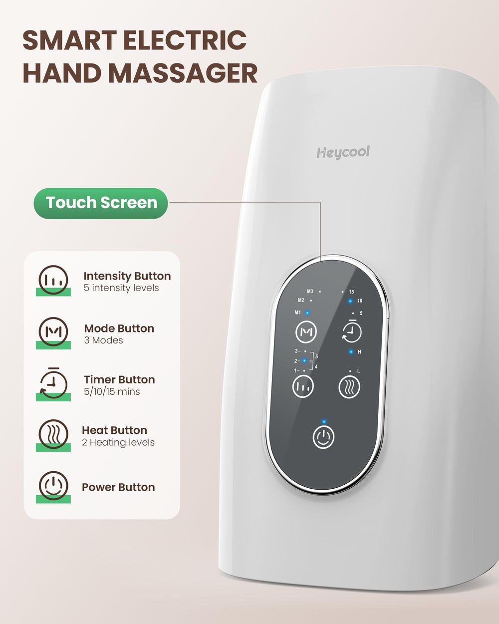 Heycool Upgrade Hand Massager auto timer for consistent use.
