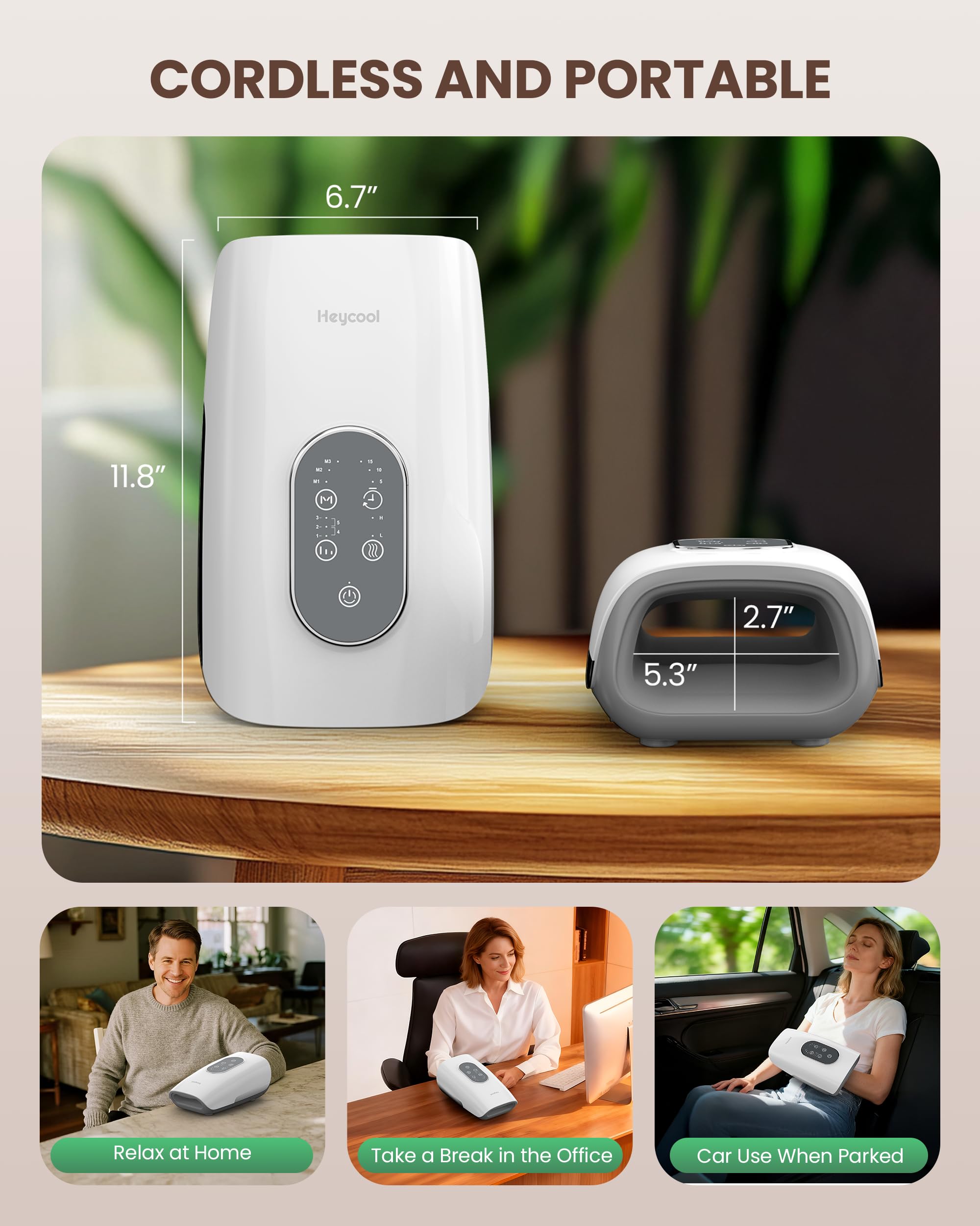 Heycool Upgrade Hand Massager modern white finish for a clean look.