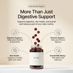 Heyremi Debloat Gummies dandelion root visual suggests gentle support for water balance.