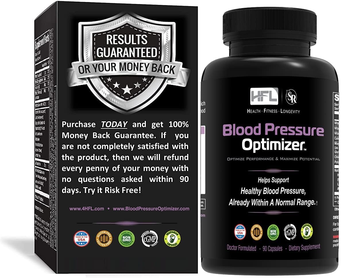 HFL Blood Pressure Optimizer label highlights natural extracts for heart health