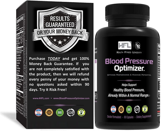 HFL Blood Pressure Optimizer label highlights natural extracts for heart health
