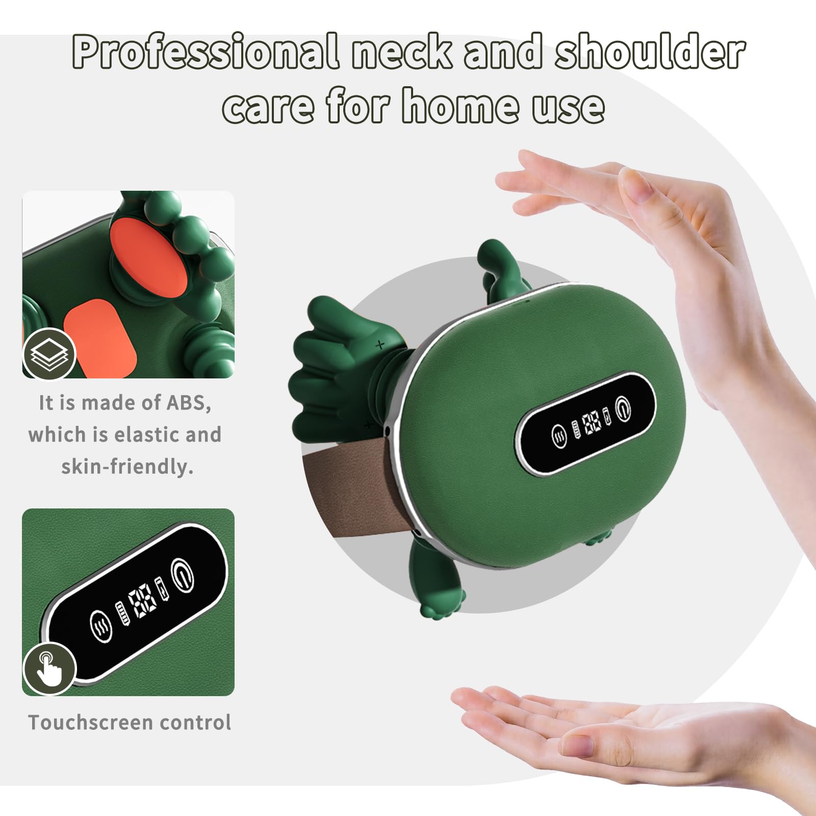 HGUIEPGSQZG ergonomic neck massager with straps supports hands-free use.