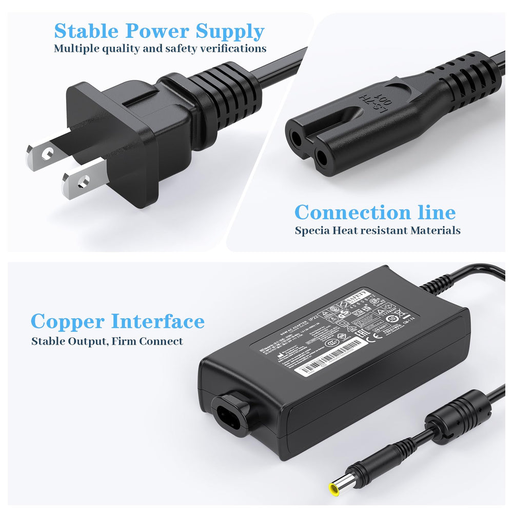 HHZ 90W AC adapter cord extended demonstrates 1.5m reach for flexibility