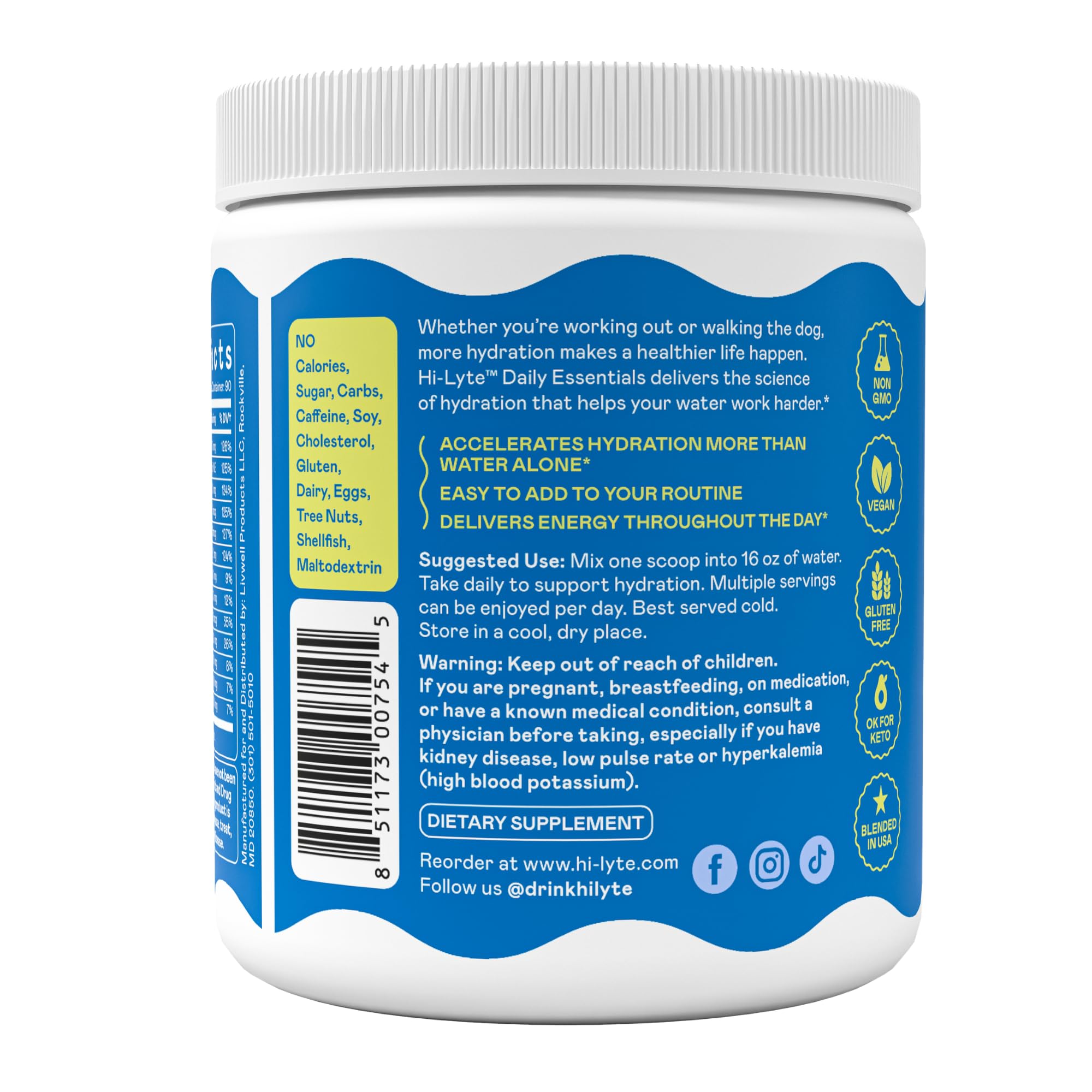 Hi-Lyte Daily Essentials flavor variants image suggests flavor options and sugar-free hydration