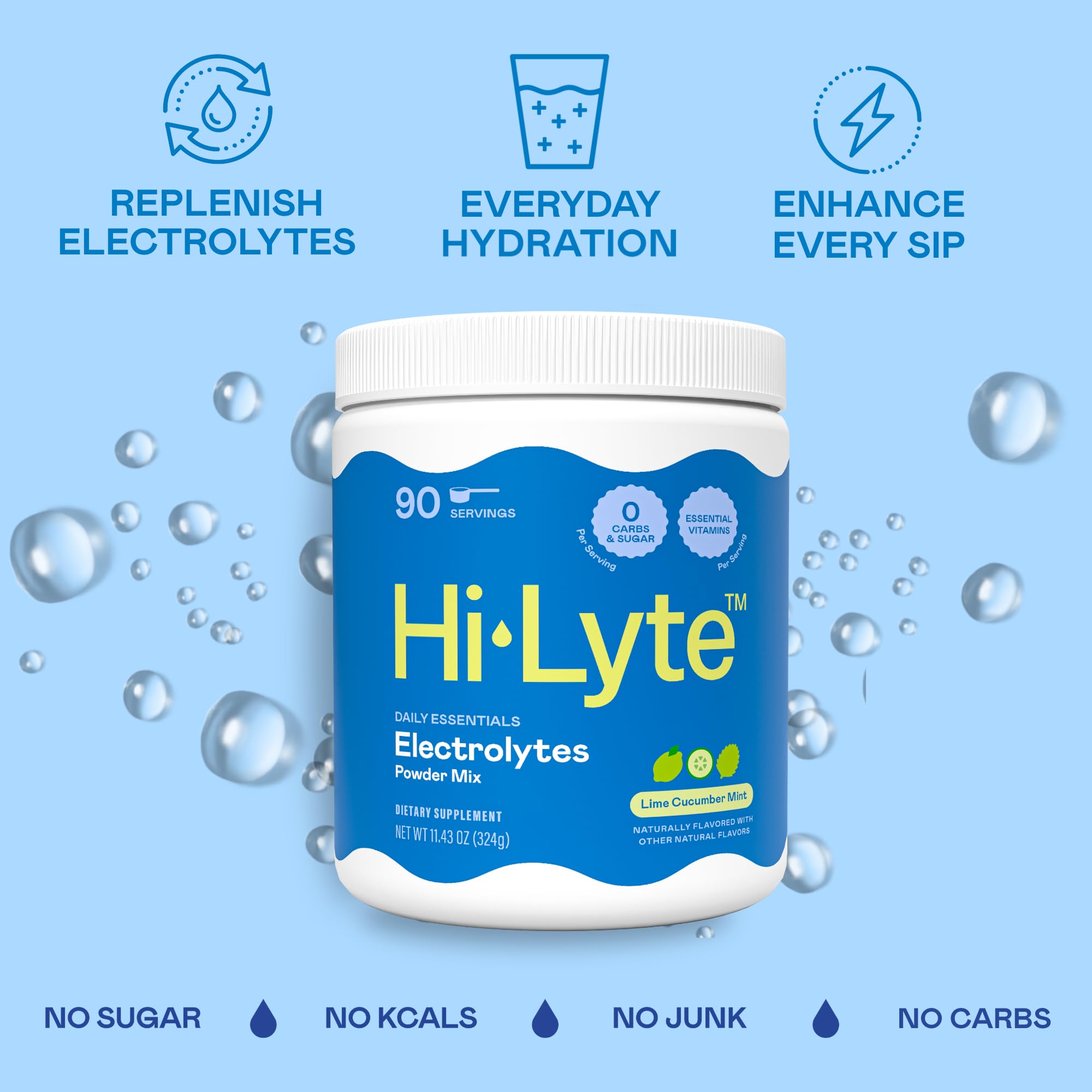 Hi-Lyte Daily Essentials powder scoop highlighting sugar-free hydration for fasting days