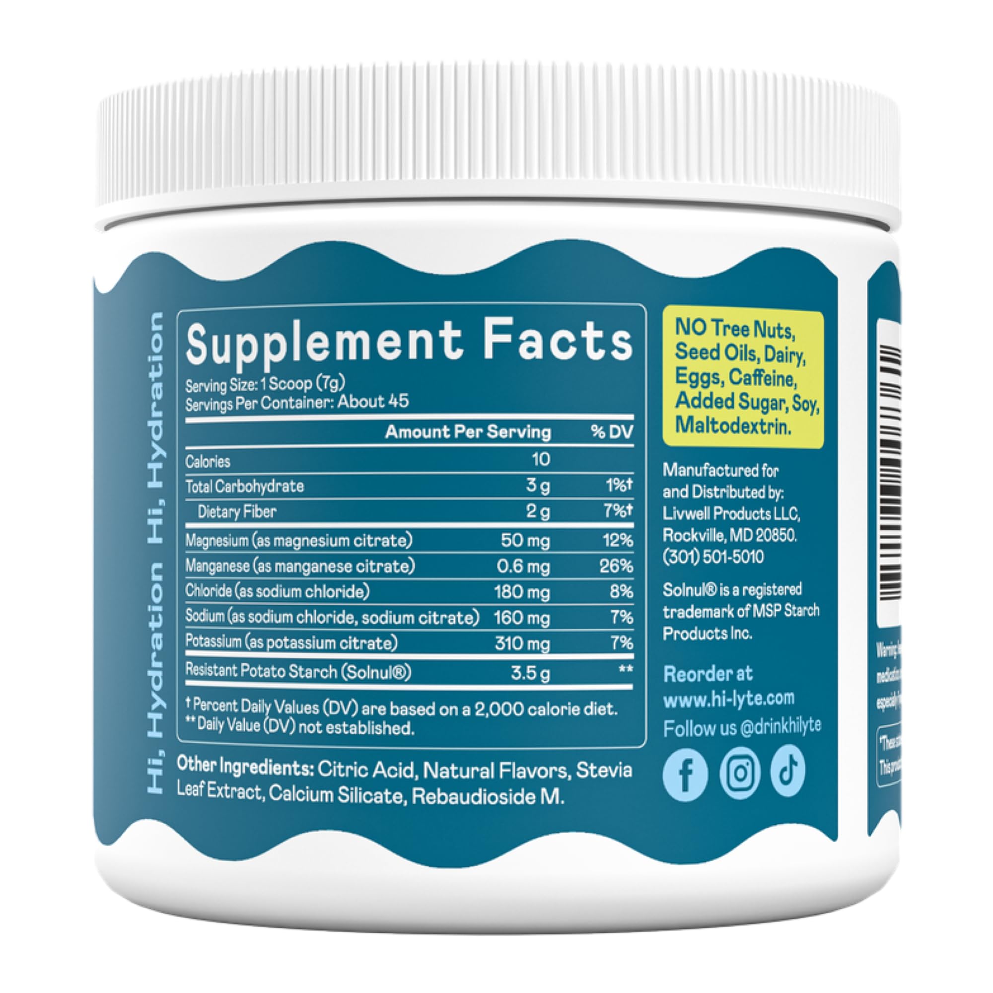 Hi-Lyte powder dissolving in a glass for quick hydration.