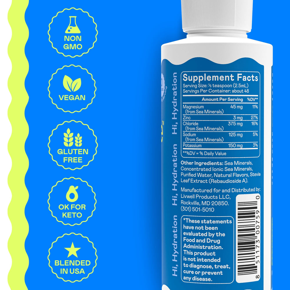 Hi-Lyte Drops dissolving in water for flavor-free electrolyte boost