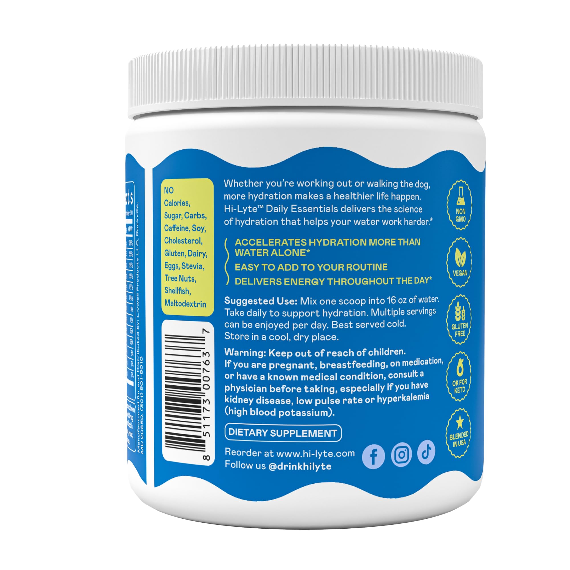 Hi-Lyte Raspberry flavor packaging highlights a sugar-free hydration option.