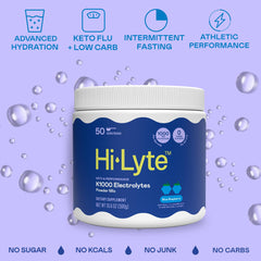Hi-Lyte K1000 blue raspberry drink pour delivers zero sugar hydration.