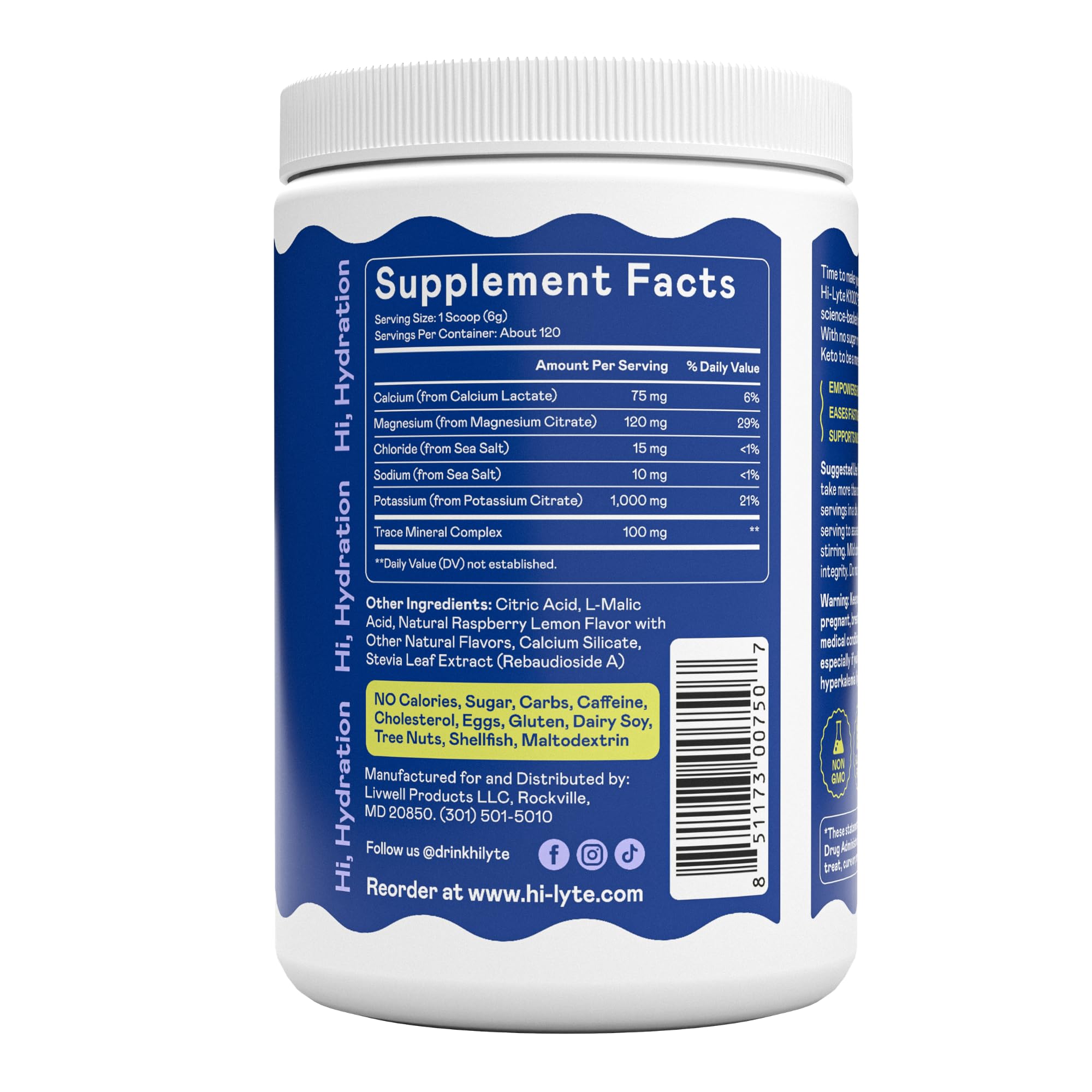 Hi-Lyte K1000 Raspberry Lemon daily use supports keto-friendly hydration.