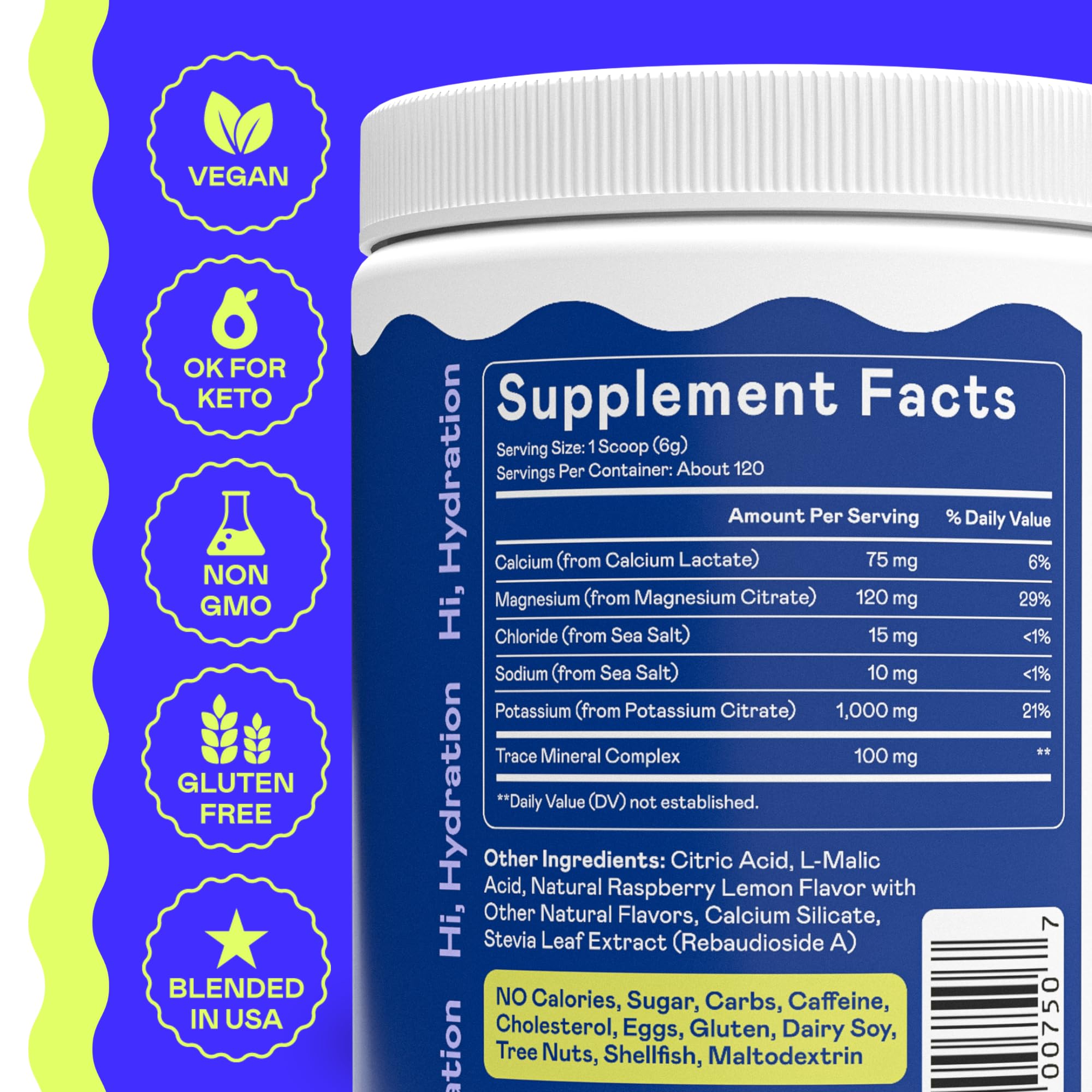 Hi-Lyte K1000 Raspberry Lemon powder dissolving in a glass for an electrolyte drink.