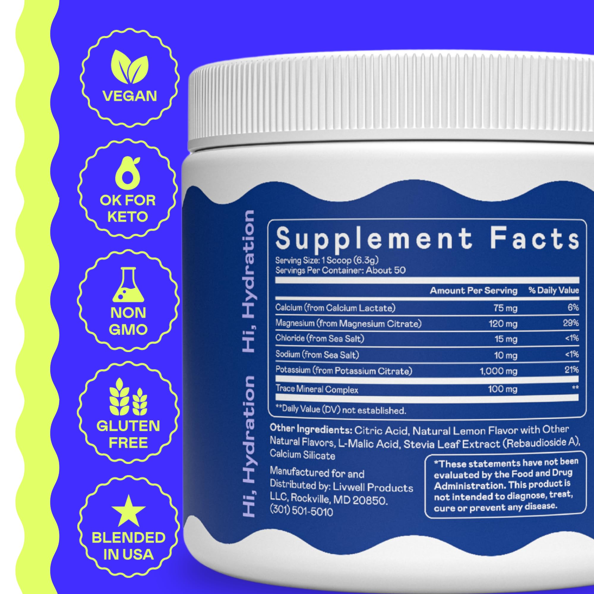 Hi-Lyte K1000 scoop showing 1000 mg potassium per serving.