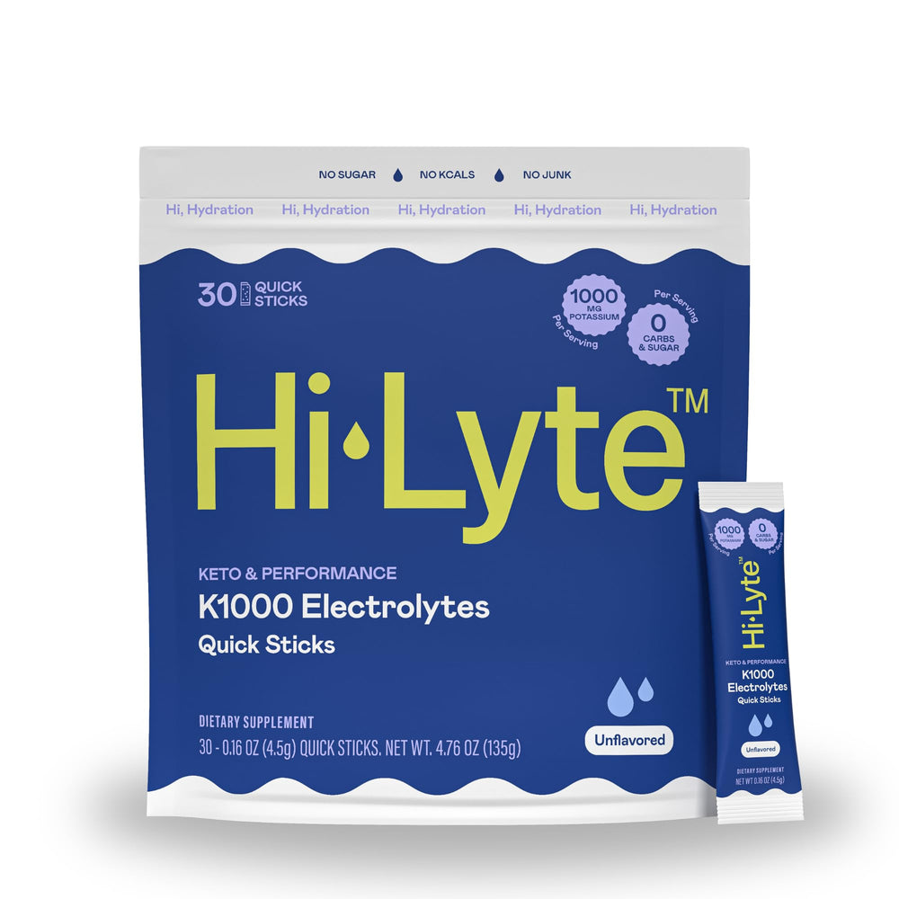 Hi-Lyte K1000 unflavored hydration packets for keto hydration and energy
