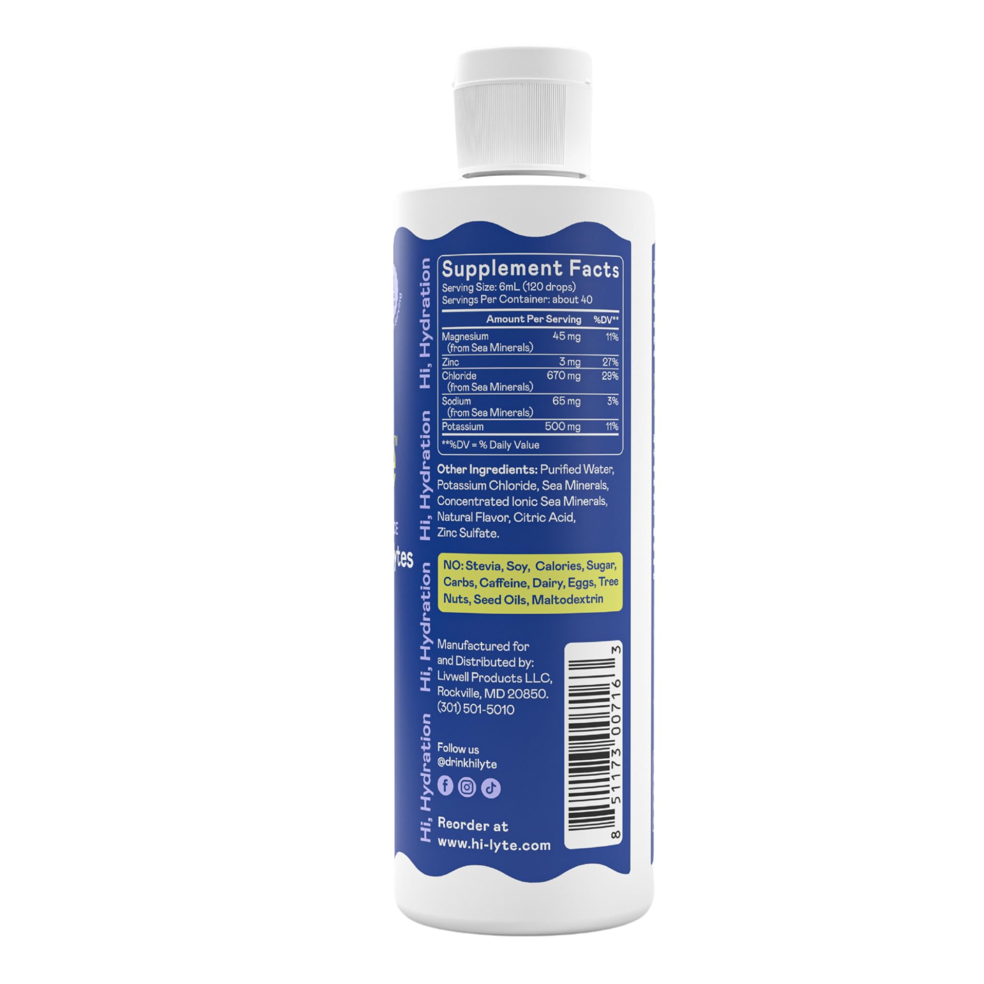 Hi-Lyte K500 bottle with glass of water shows customizable hydration.
