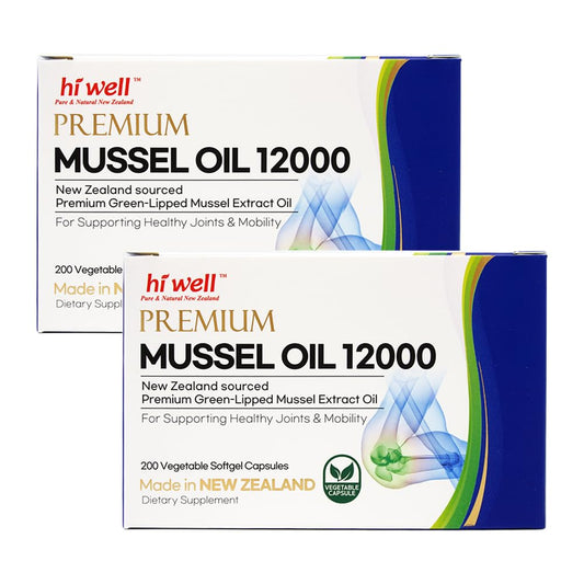 Hi Well Green-Lipped Mussel 12000mg bottle front premium New Zealand sourcing