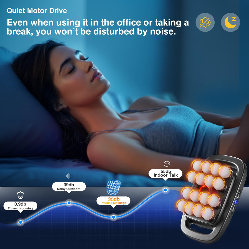 HIADGUNNR in-use on legs demonstrates versatile massage for lower-body soreness.