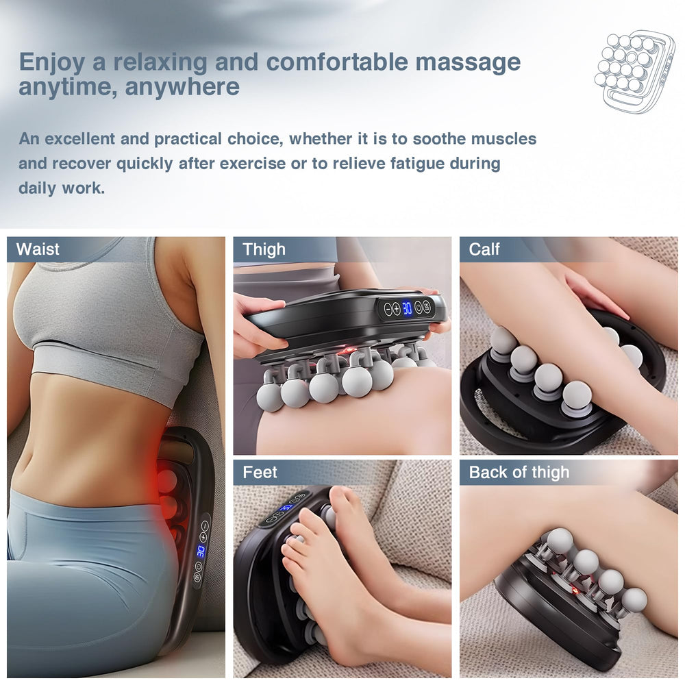 HIADGUNNR packaging shows complete massager kit and quick setup.
