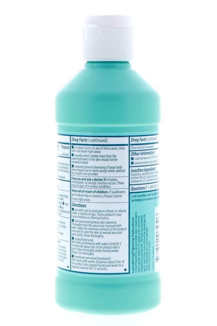 Hibiclens Liquid 8 oz bottle; clearly labeled multi-pack for storage