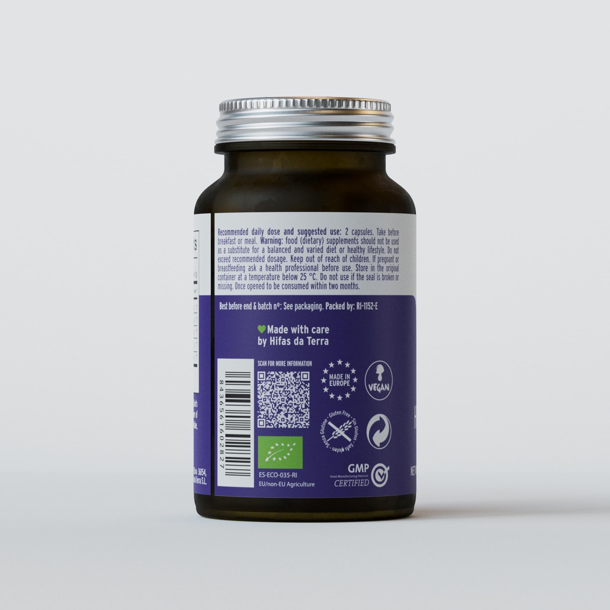 Hifas da Terra HIFAS-MICROBIOTA bottle on natural wood background signaling quality