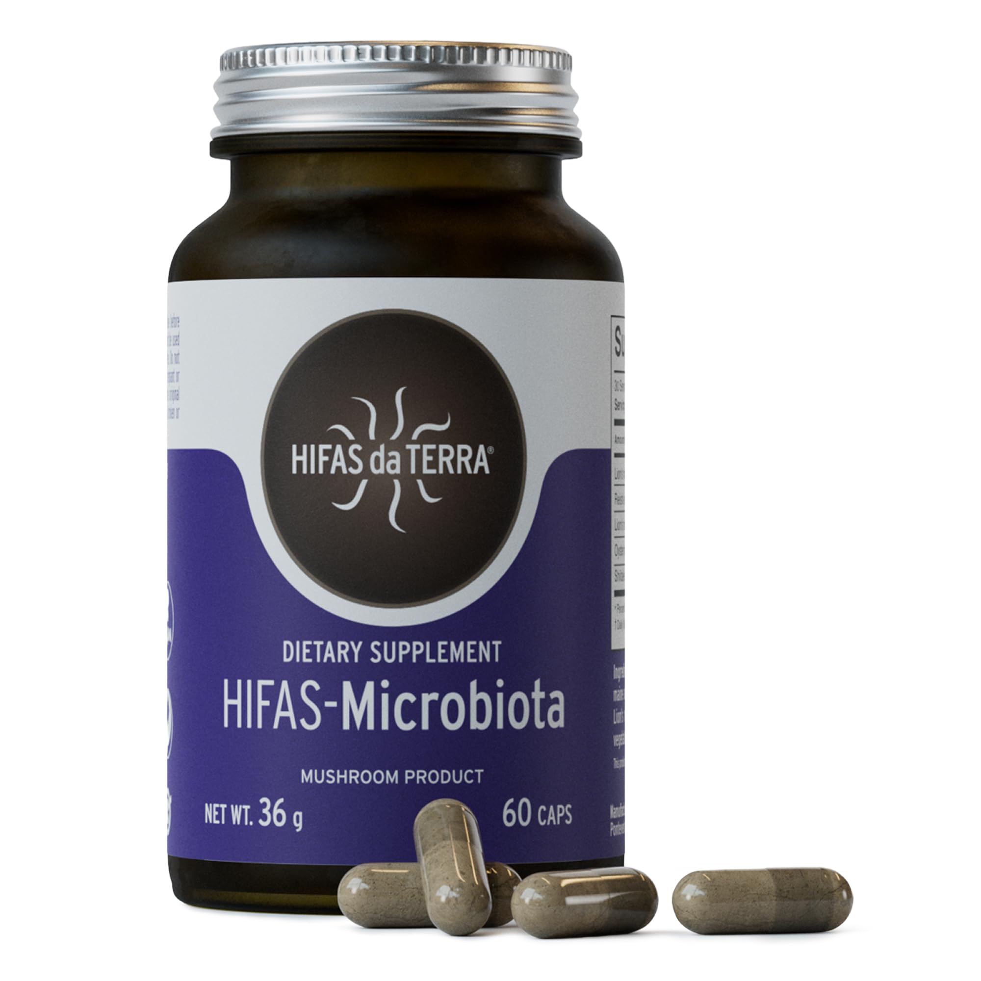 Hifas da Terra HIFAS-MICROBIOTA bottle shown for daily gut, brain, and immune support