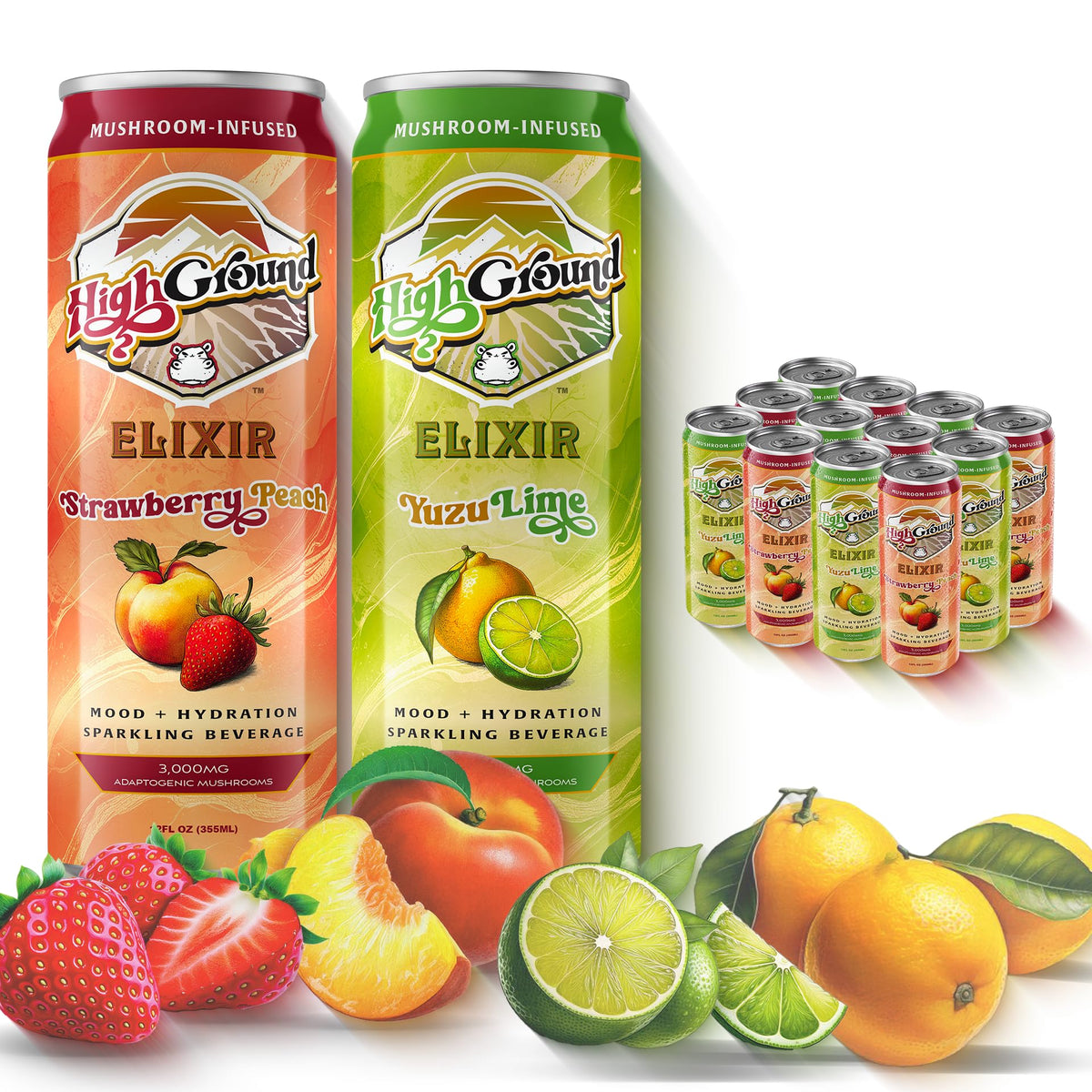 High Ground Elixir variety-pack can with all flavors for easy sipping
