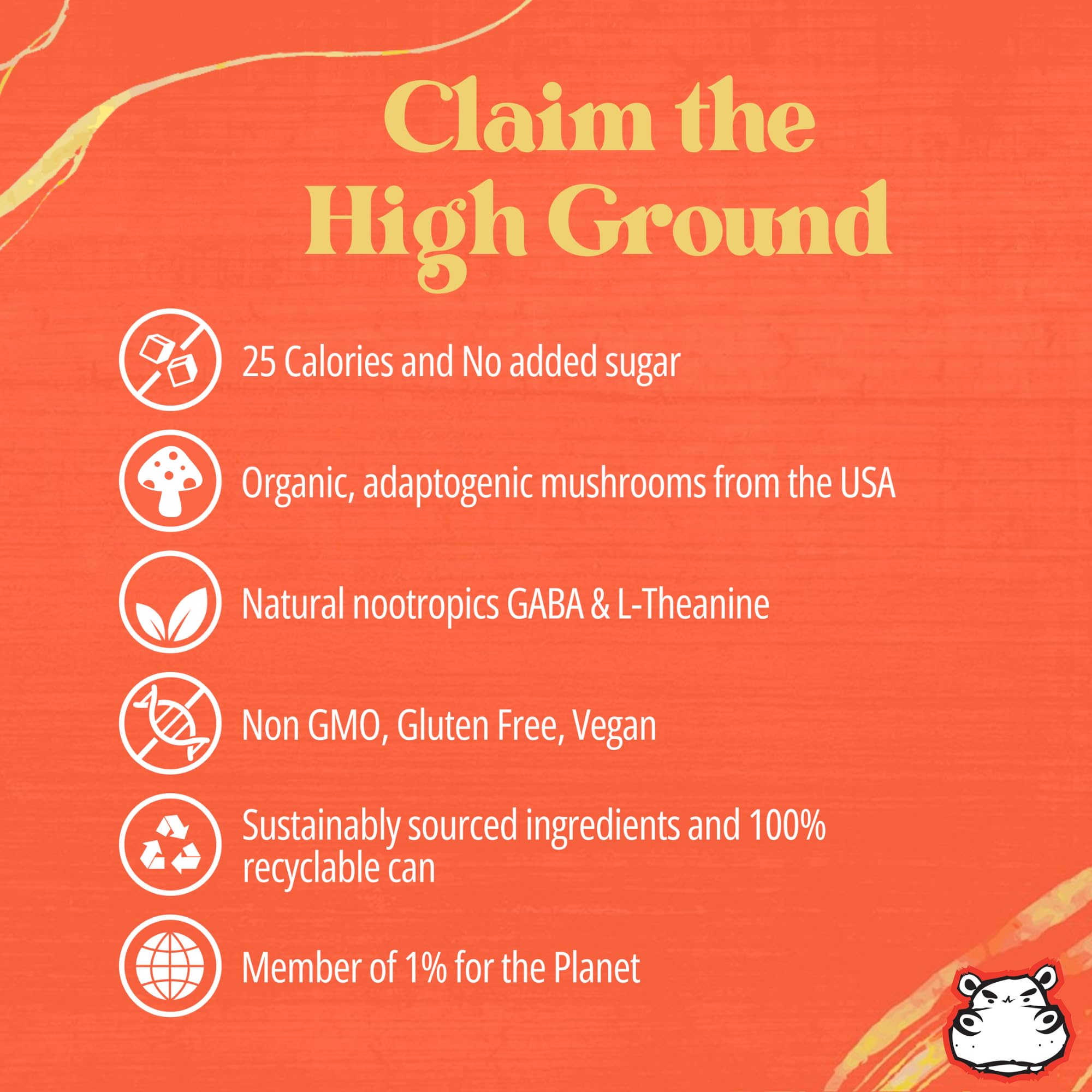 High Ground Elixir blend with Lions Mane and Reishi on label