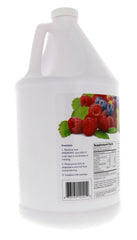 Glass with chilled mixed berry drink and bottle for on-the-go wellness