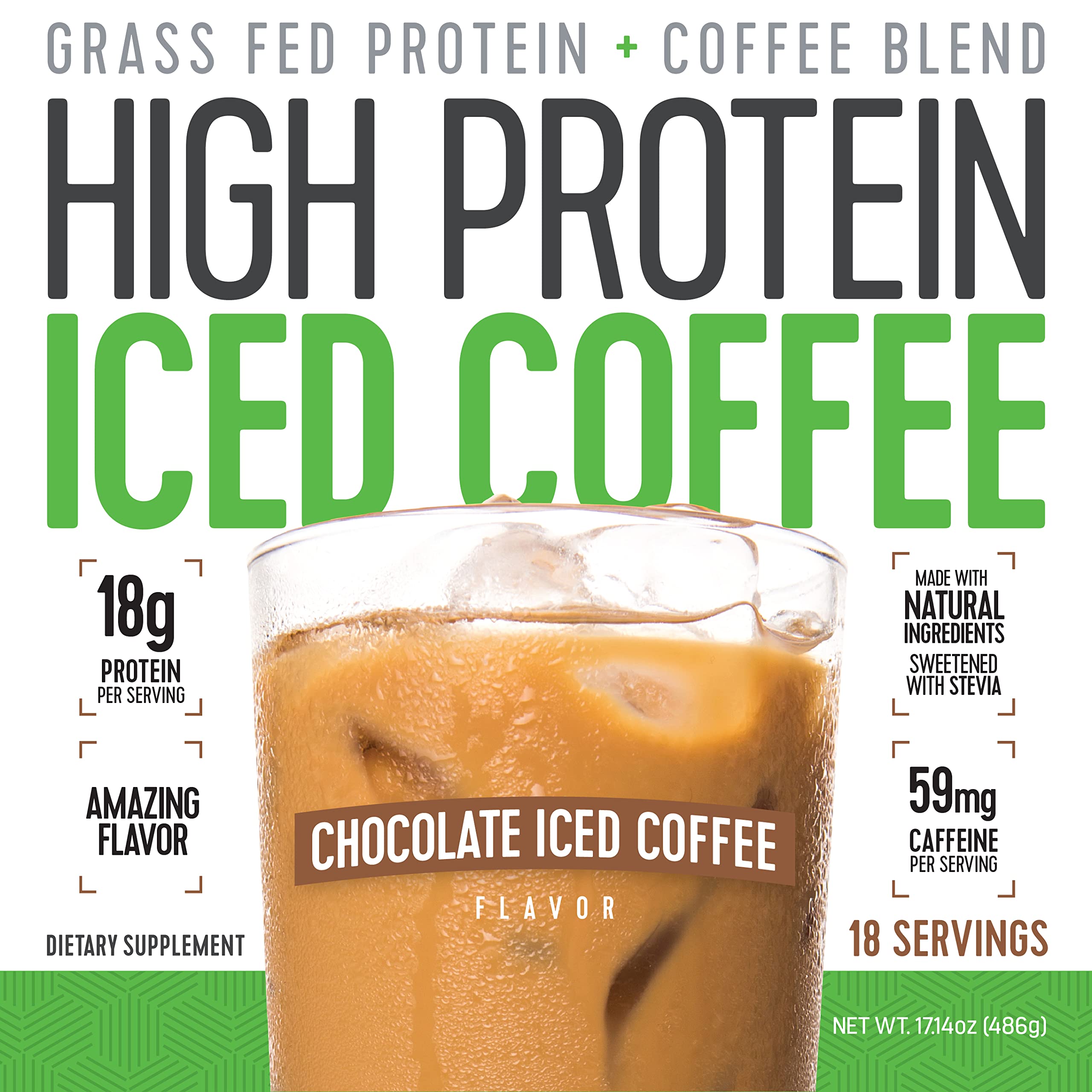 Chilled glass of High Protein Iced Coffee chocolate