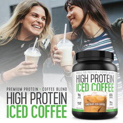 Ingredients panel of High Protein Iced Coffee highlighting stevia and gluten-free