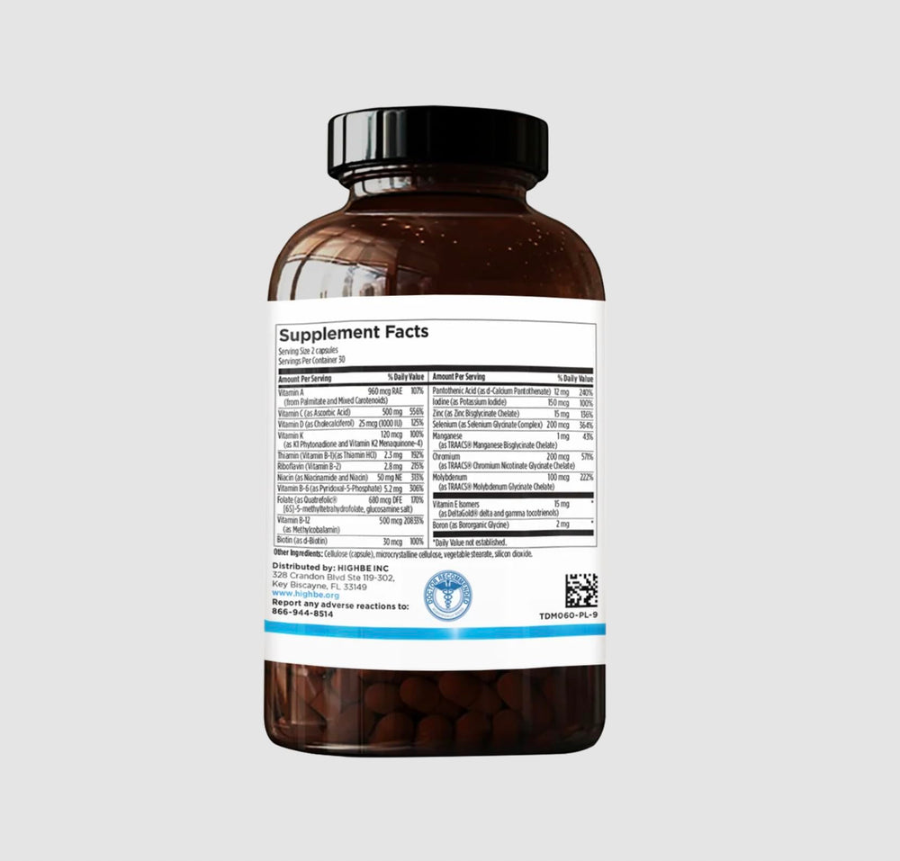 Close-up of HighBe bottle showing clean formula with no fillers.