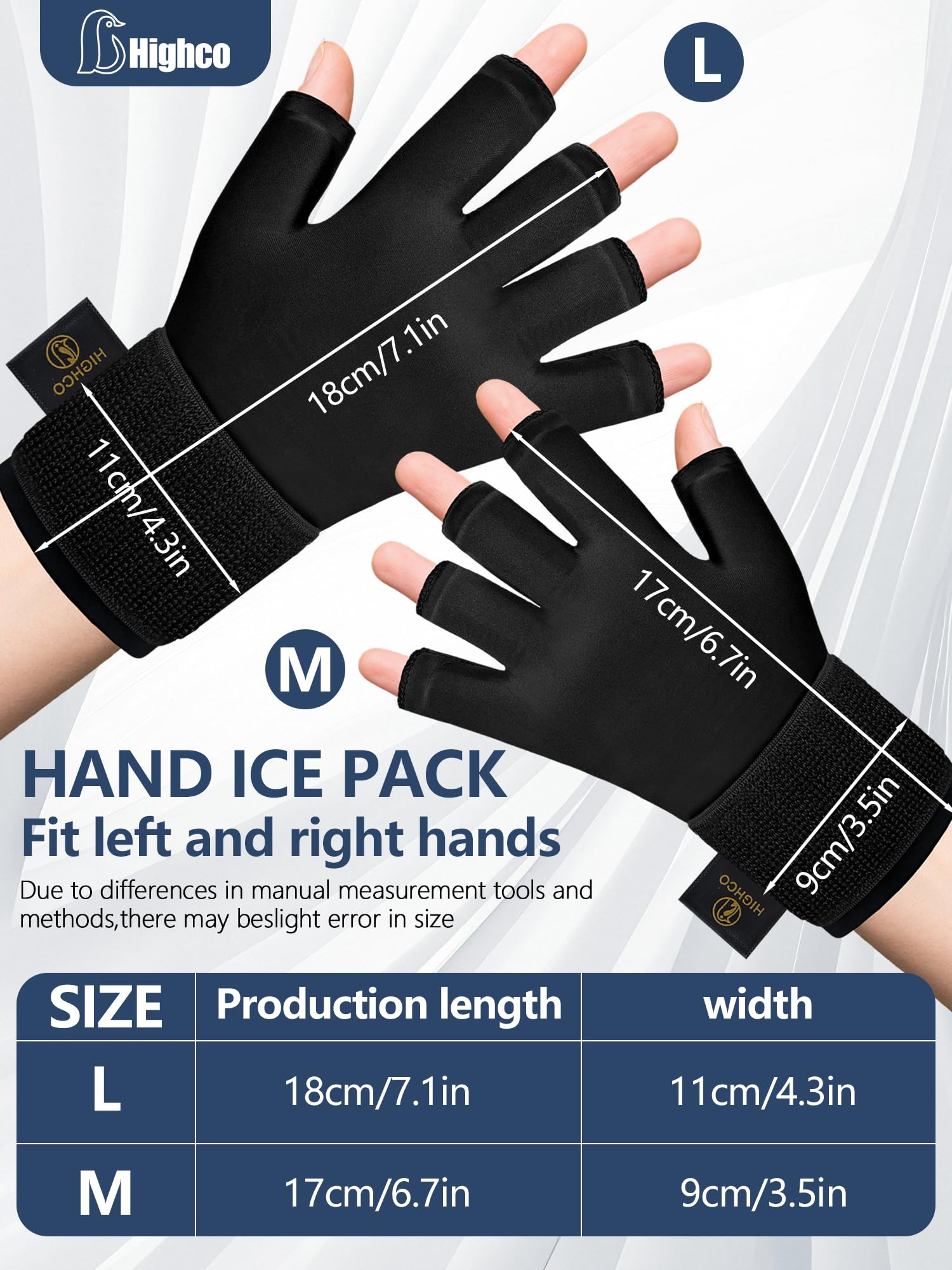Highco Ice Gloves dual-therapy supports warm or cold relief