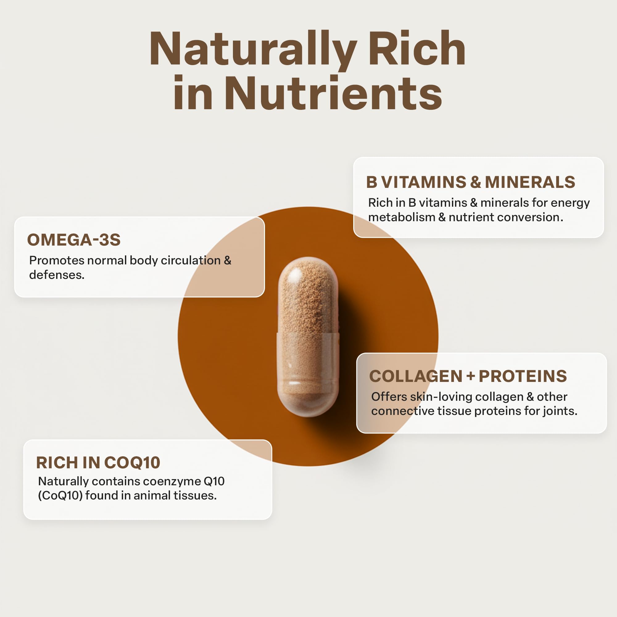 Higher Healths beef liver capsules label highlighting grass-fed origin for quality assurance.