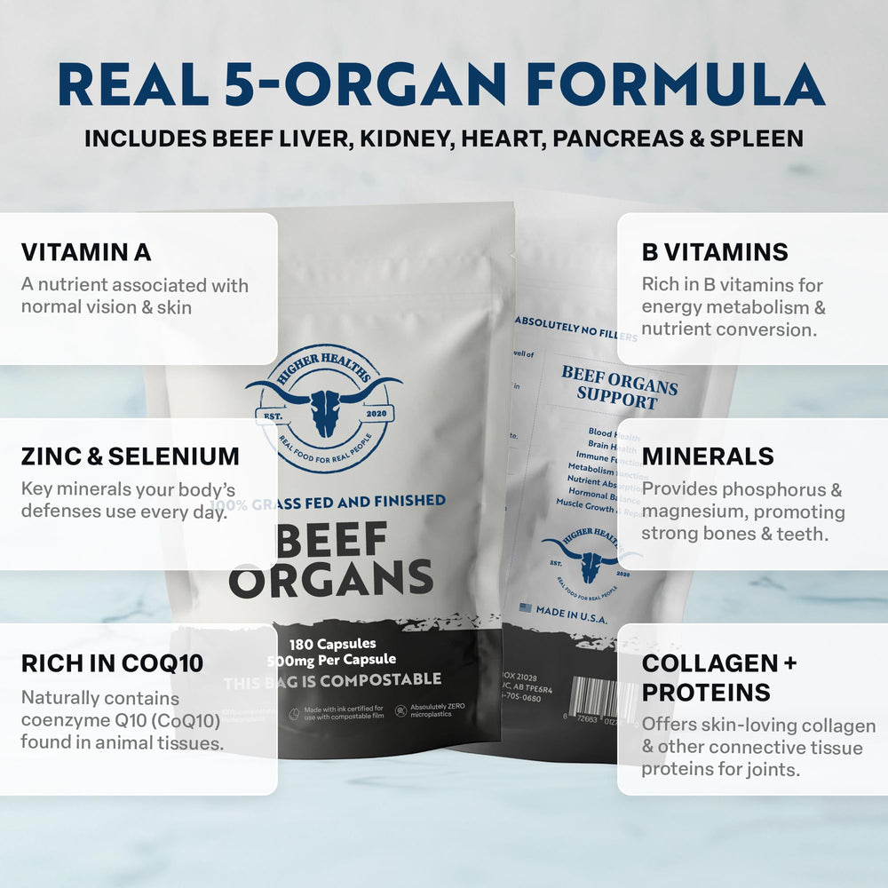 Freeze-dried process imagery for Higher Healths beef organ meat