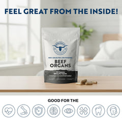 USA-made Higher Healths beef organs production and quality control symbols