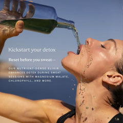 HigherDOSE Detox Drops used during sauna to support perspiration.