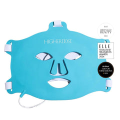 HigherDOSE face mask packaging and premium skincare tech display.