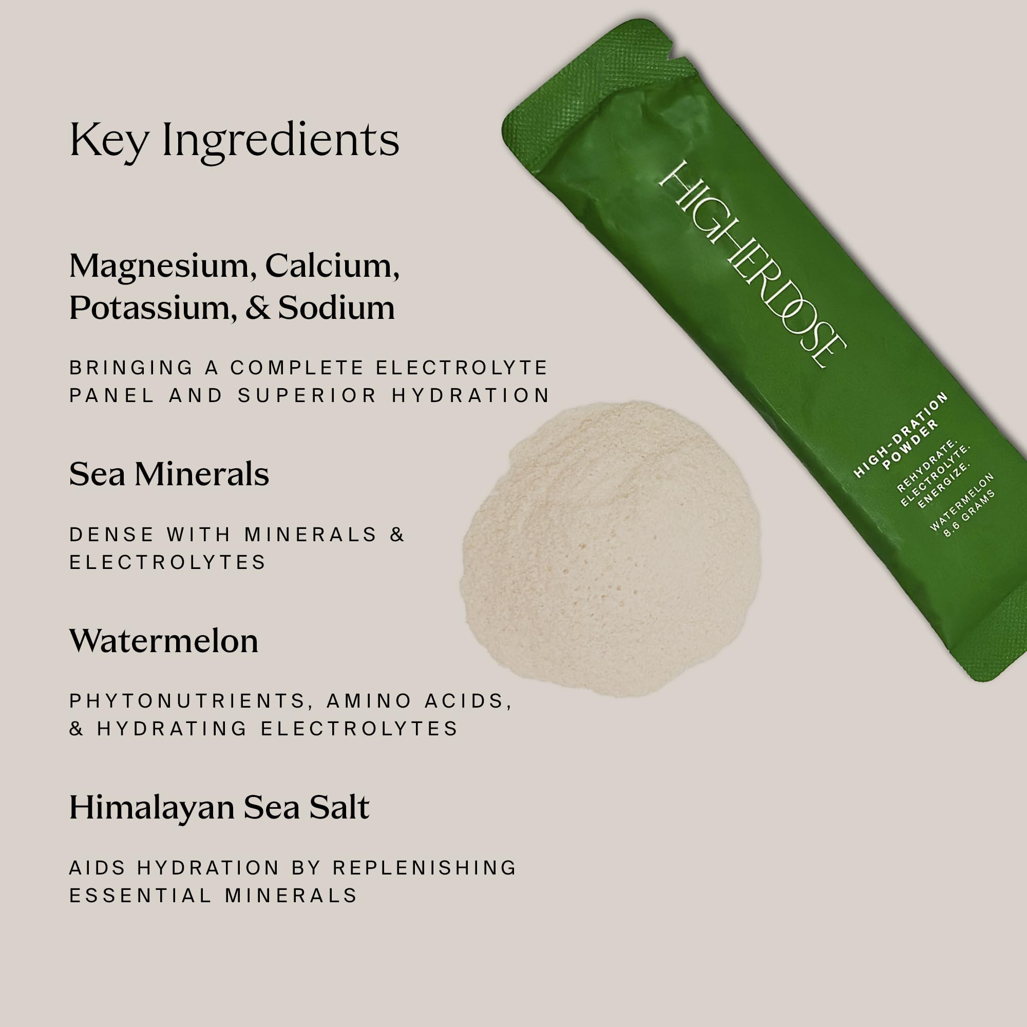 HigherDOSE HIGH-DRATION powder mixed into a drink for fast electrolyte replenishment