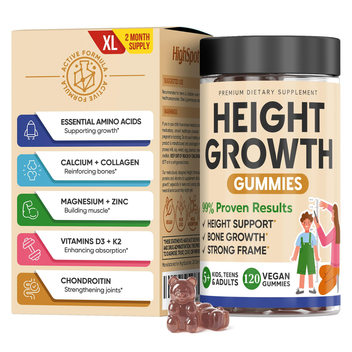 HighSpot Height Growth bottle pouring gummies for easy daily intake