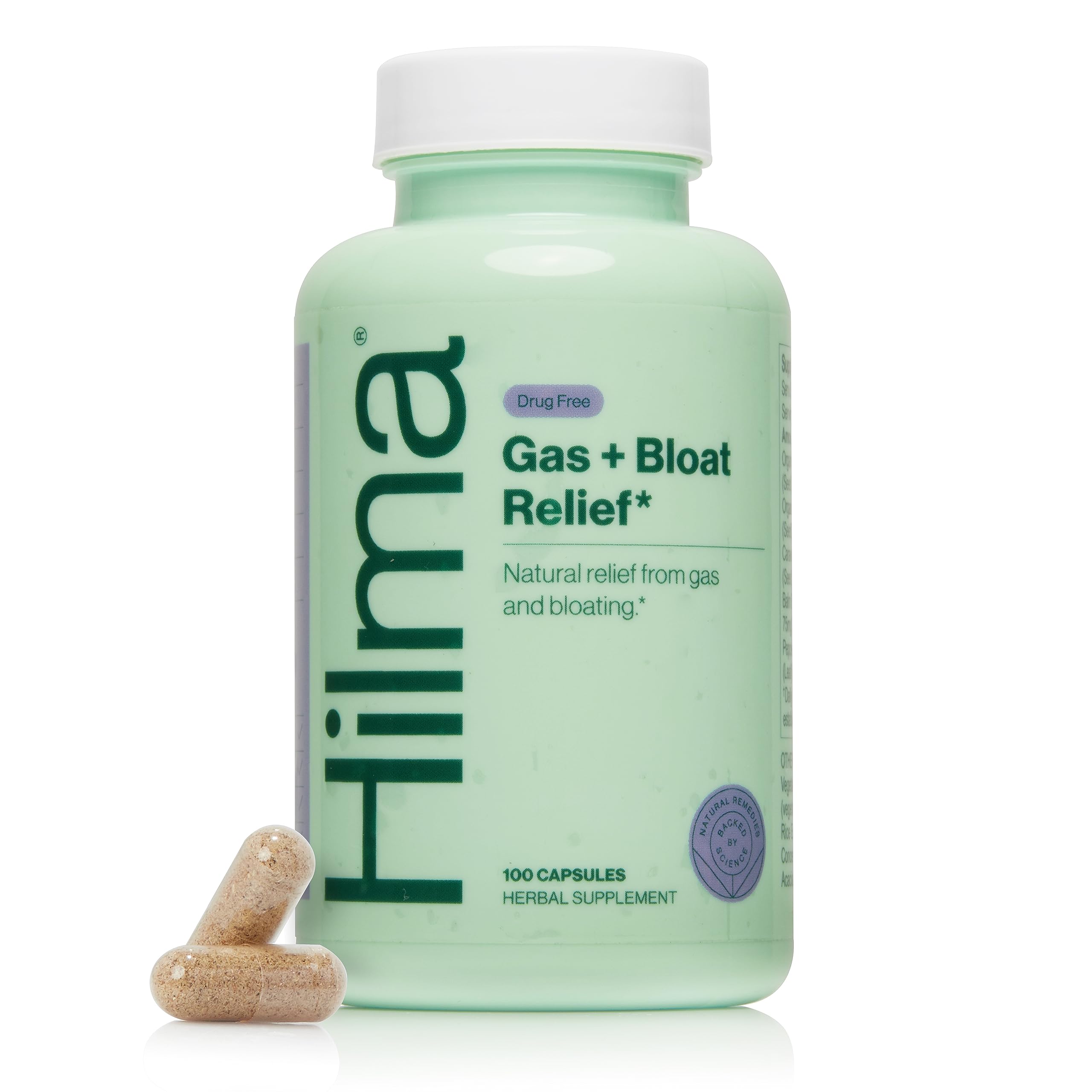 Hilma gas relief lemon balm capsules for post-meal comfort