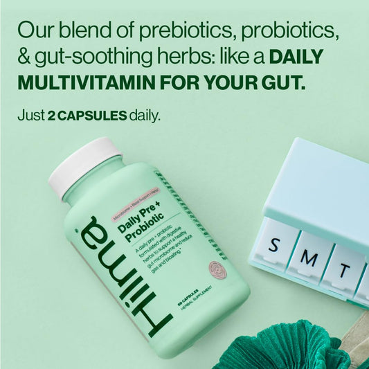 Hilma Pre and Probiotic capsules close-up for easy daily gut health