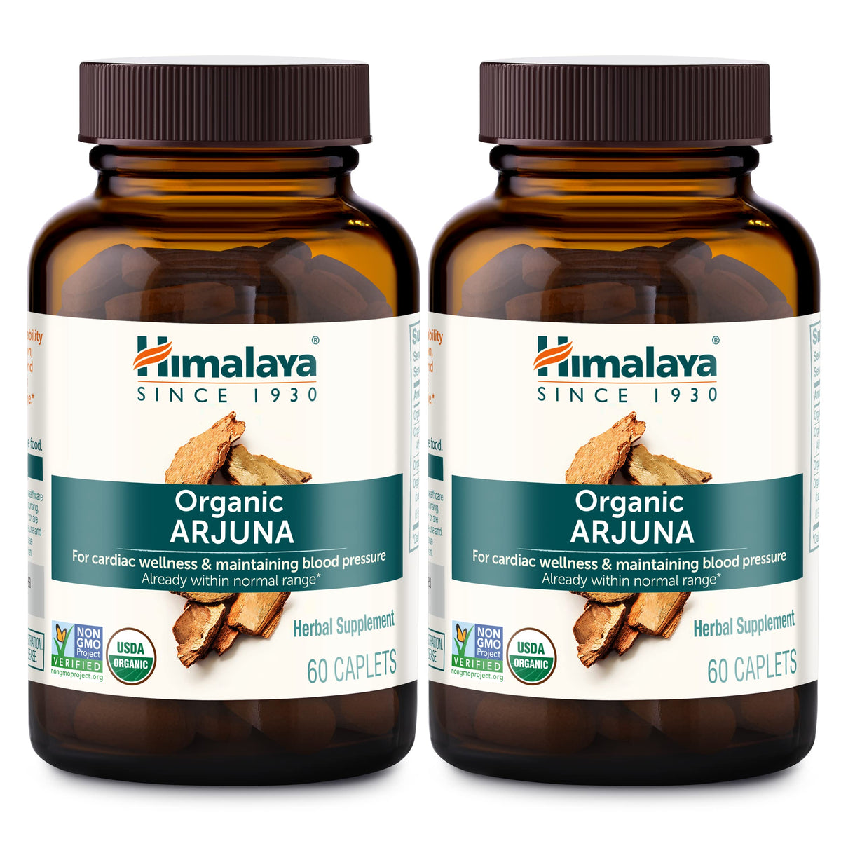 Himalaya Arjuna bottle front shows organic packaging for cardiovascular wellness.