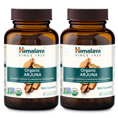 Himalaya Arjuna bottle front shows organic packaging for cardiovascular wellness.