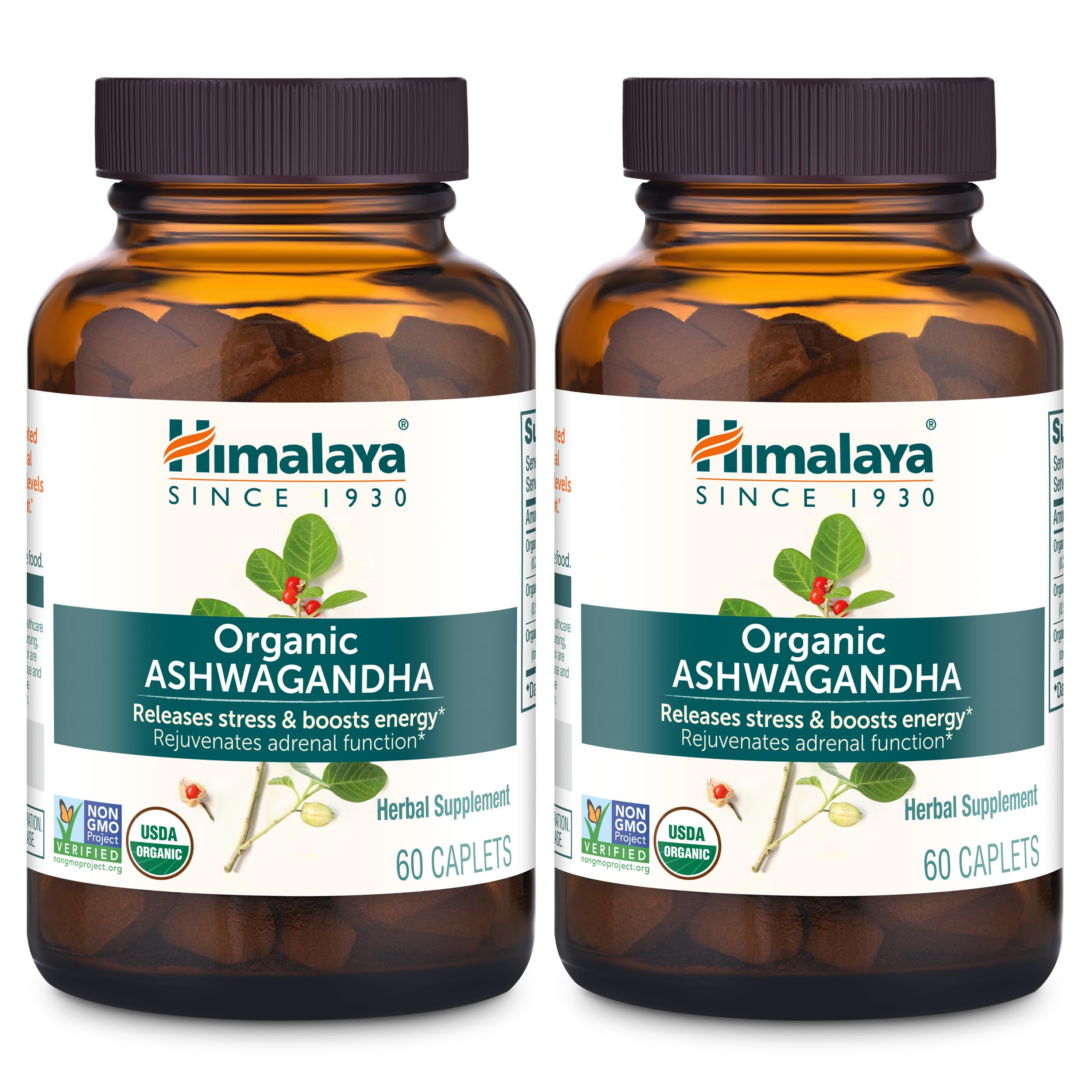 Himalaya Organic Ashwagandha capsules in a bottle for daily stress support