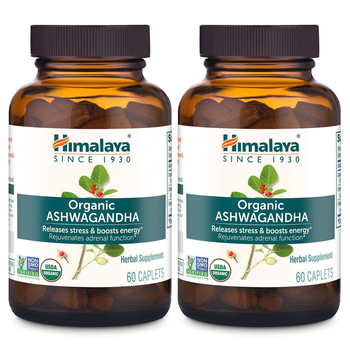 Himalaya Organic Ashwagandha capsules in a bottle for daily stress support